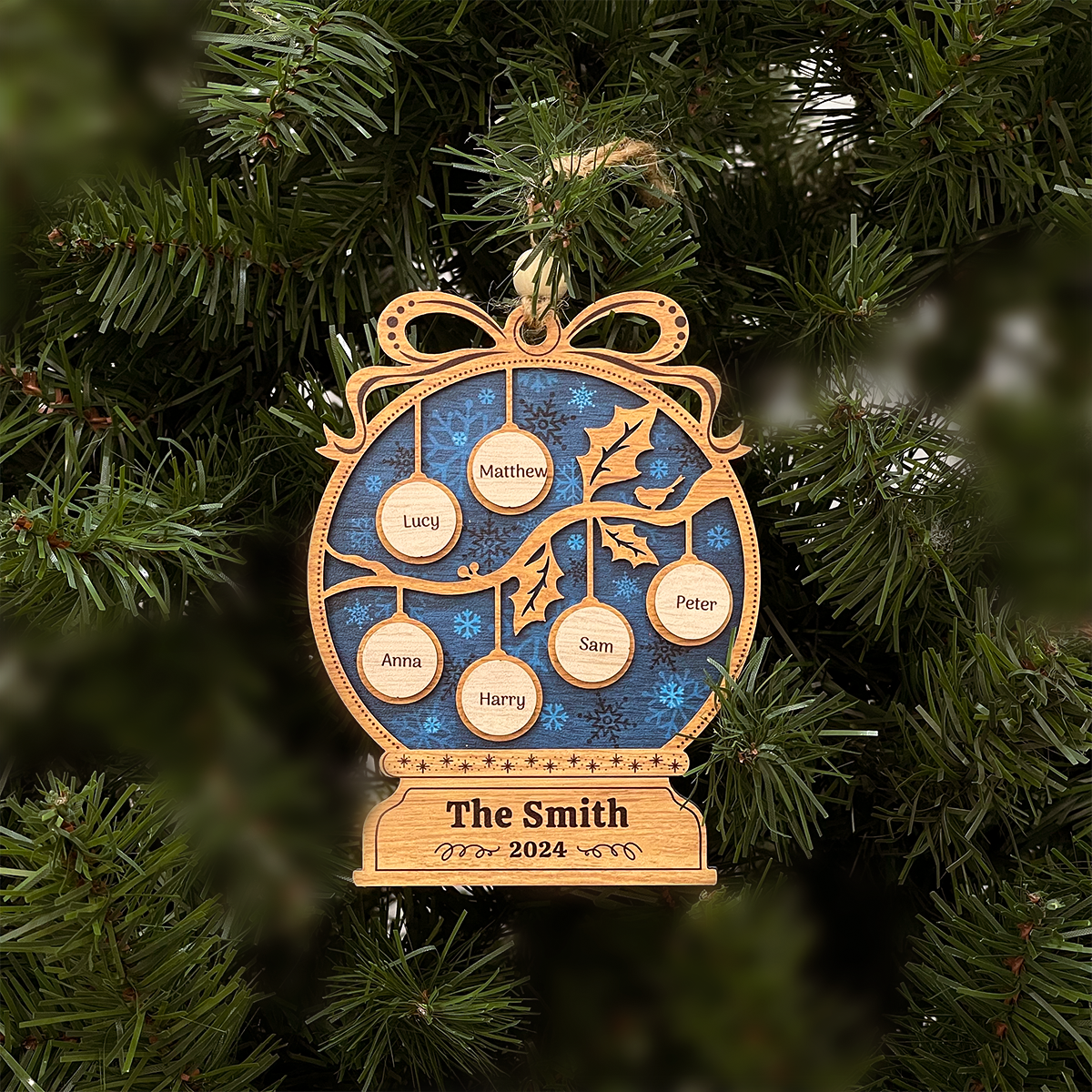 Personalized Family Ornament - Customized Name 3 Layered Wooden Ornament, Gift Ideas for Friends Men Women, Christmas Hanging Decor