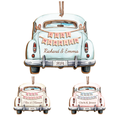 Personalized First Christmas Married Ornament - Customized Names 3 Layered Wooden Ornament, Newlywed Christmas Ornament, Gifts For Couple Bride Groom