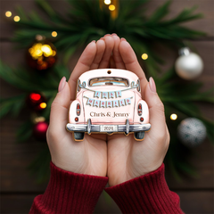 Personalized First Christmas Married Ornament - Customized Names 3 Layered Wooden Ornament, Newlywed Christmas Ornament, Gifts For Couple Bride Groom