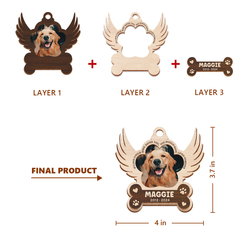 Personalized Pet Memorial Ornament, Dog Memorial 3 Layered Wooden Ornament, Sympathy Gifts Christmas Ornaments for Dog Lovers