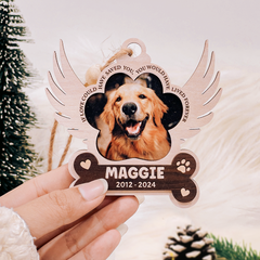 Personalized Pet Memorial Ornament, Dog Memorial 3 Layered Wooden Ornament, Sympathy Gifts Christmas Ornaments for Dog Lovers