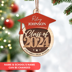 Personalized Graduation Ornament - Custom 3 Layered Wooden Ornament, Congrats Graduate Ornaments, Gifts Ideas for Boys Girls High School College Class
