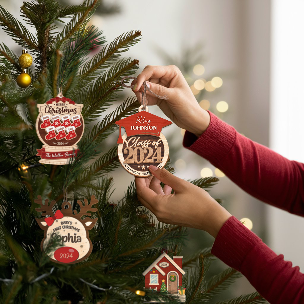 Personalized Graduation Ornament - Custom 3 Layered Wooden Ornament, Congrats Graduate Ornaments, Gifts Ideas for Boys Girls High School College Class