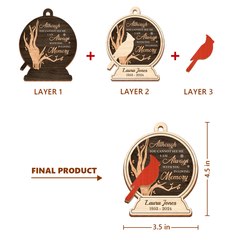 Personalized Human Memorial Ornament - Custom 3 Layered Wooden Ornament, Bereavement Sympathy Gifts for Loss of Loved One, Remembrance of Loss Dad Mom