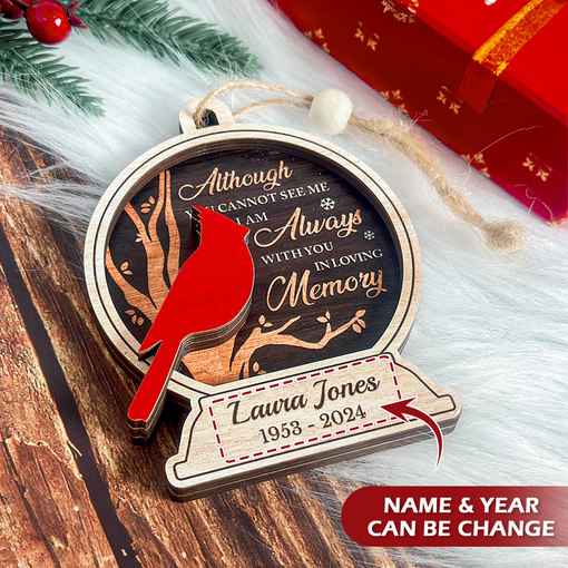 Personalized Human Memorial Ornament - Custom 3 Layered Wooden Ornament, Bereavement Sympathy Gifts for Loss of Loved One, Remembrance of Loss Dad Mom