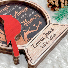 Personalized Human Memorial Ornament - Custom 3 Layered Wooden Ornament, Bereavement Sympathy Gifts for Loss of Loved One, Remembrance of Loss Dad Mom