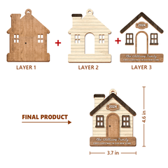 Personalized New Home Ornament - Customized 3 Layered Wooden Ornament, First Christmas in New Home Ornament, Housewarming Gifts for Couple Friend