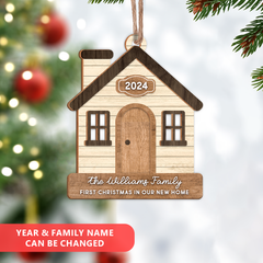 Personalized New Home Ornament - Customized 3 Layered Wooden Ornament, First Christmas in New Home Ornament, Housewarming Gifts for Couple Friend