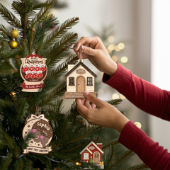 Personalized New Home Ornament - Customized 3 Layered Wooden Ornament, First Christmas in New Home Ornament, Housewarming Gifts for Couple Friend