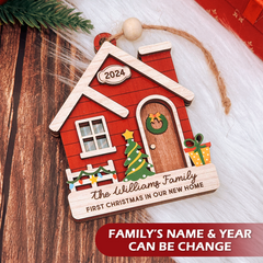 Personalized New Home Ornament - Customized 3 Layered Wooden Ornament, New Home Decor Gifts for Family, Gifts Idea for Housewarming, Couple, Best Friends