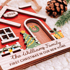 Personalized New Home Ornament - Customized 3 Layered Wooden Ornament, New Home Decor Gifts for Family, Gifts Idea for Housewarming, Couple, Best Friends