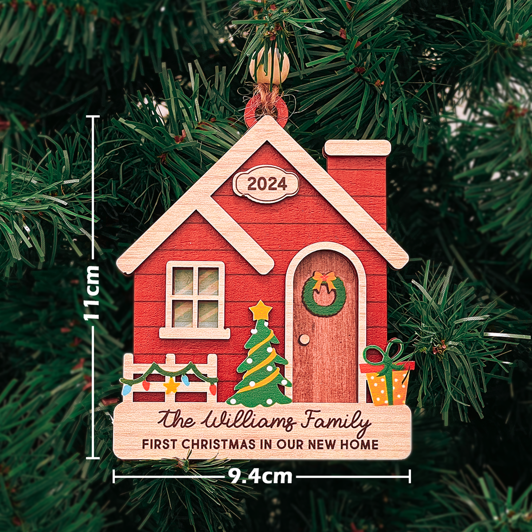 Personalized New Home Ornament - Customized 3 Layered Wooden Ornament, New Home Decor Gifts for Family, Gifts Idea for Housewarming, Couple, Best Friends