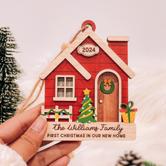 Personalized New Home Ornament - Customized 3 Layered Wooden Ornament, New Home Decor Gifts for Family, Gifts Idea for Housewarming, Couple, Best Friends