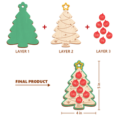 Personalized Family Ornament - Custom Name 3 Layered Wooden Ornament, Christmas Tree Star Wooden Ornament, Gift Ideas for Friends Men Women