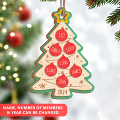 Personalized Family Ornament - Custom Name 3 Layered Wooden Ornament, Christmas Tree Star Wooden Ornament, Gift Ideas for Friends Men Women