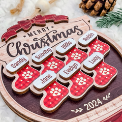 Personalized Family Ornament - Customized Name 3 Layered Wooden Ornament, Christmas Hanging Decor, Keepsake Gifts Ideas for Friends Men Women