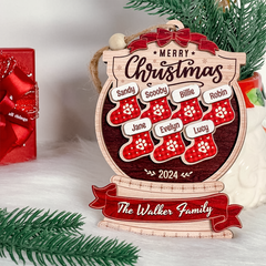 Personalized Family Ornament - Customized Name 3 Layered Wooden Ornament, Christmas Hanging Decor, Keepsake Gifts Ideas for Friends Men Women