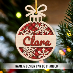 Personalized Name Christmas Ornament - 3 Layered Wooden Design, Christmas Tree Keepsake for Women, Boys, Girls, Family, Best Friends