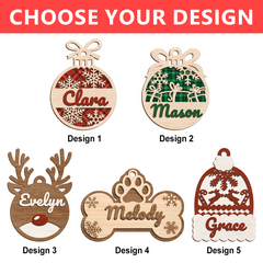 Personalized Name Christmas Ornament - 3 Layered Wooden Design, Christmas Tree Keepsake for Women, Boys, Girls, Family, Best Friends
