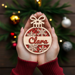 Personalized Name Christmas Ornament - 3 Layered Wooden Design, Christmas Tree Keepsake for Women, Boys, Girls, Family, Best Friends