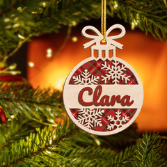 Personalized Name Christmas Ornament - 3 Layered Wooden Design, Christmas Tree Keepsake for Women, Boys, Girls, Family, Best Friends