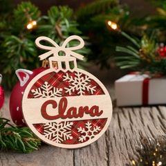 Personalized Name Christmas Ornament - 3 Layered Wooden Design, Christmas Tree Keepsake for Women, Boys, Girls, Family, Best Friends
