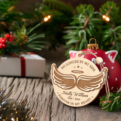 Personalized Human Memorial Ornament - Custom 3 Layered Wooden Ornament, Sympathy Gifts for Loss of Loved One, Bereavement Gifts, Forever in My Heart