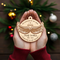 Personalized Human Memorial Ornament - Custom 3 Layered Wooden Ornament, Sympathy Gifts for Loss of Loved One, Bereavement Gifts, Forever in My Heart