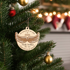 Personalized Human Memorial Ornament - Custom 3 Layered Wooden Ornament, Sympathy Gifts for Loss of Loved One, Bereavement Gifts, Forever in My Heart