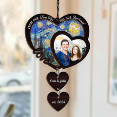 Personalized Couple Suncatcher Ornament, Custom Photo Wedding Gift, Christmas Ornaments, Anniversary Decoration