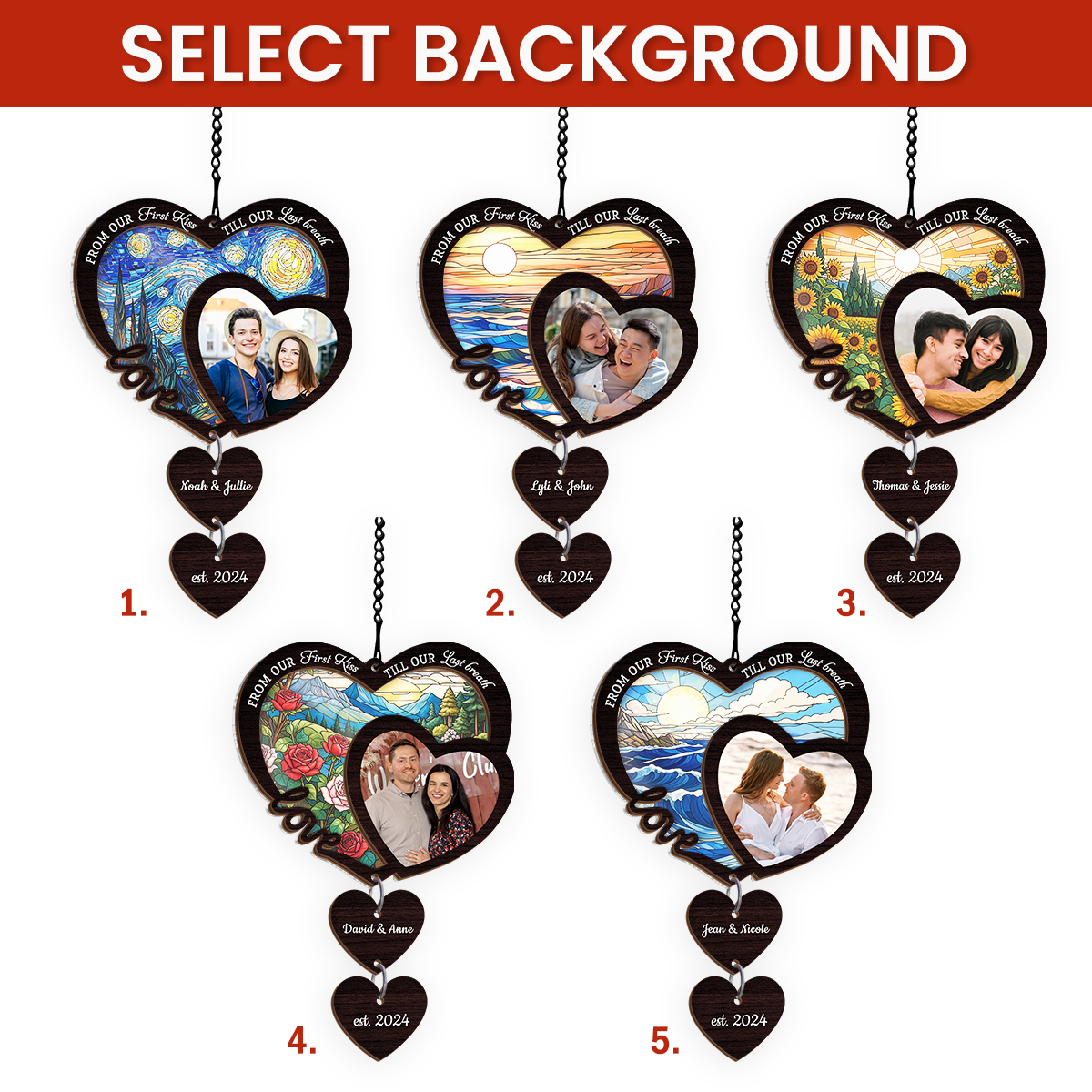 Personalized Couple Suncatcher Ornament, Custom Photo Wedding Gift, Christmas Ornaments, Anniversary Decoration