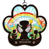 Personalized Pet Memorial Ornament, Dog Memorial Rainbow Bridge Paw Frame Suncatcher Ornaments, Loss of Pet Christmas Ornaments for Dog Lovers