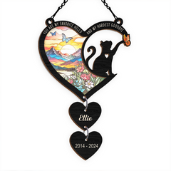 Personalized Pet Memorial Ornament, Cat Memorial Suncatcher Ornaments, Remembrance Loss of Pet Christmas Ornaments for Cat Lovers