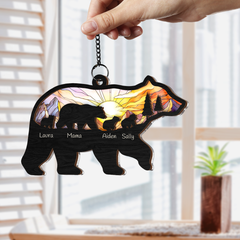 Personalized Mama Bear Suncatcher Ornament for Mom, Gift for Mom, Custom Indoor Window Hanging, Christmas Decoration