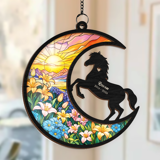 Personalized Horse Lover Suncatcher Ornament, Memorial Pet Christmas Decorations, Custom Window Hanging