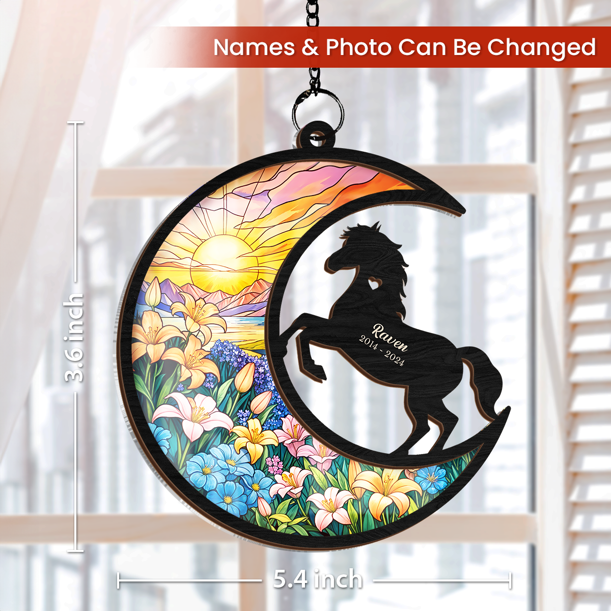 Personalized Horse Lover Suncatcher Ornament, Memorial Pet Christmas Decorations, Custom Window Hanging