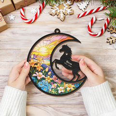Personalized Horse Lover Suncatcher Ornament, Memorial Pet Christmas Decorations, Custom Window Hanging