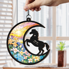 Personalized Horse Lover Suncatcher Ornament, Memorial Pet Christmas Decorations, Custom Window Hanging