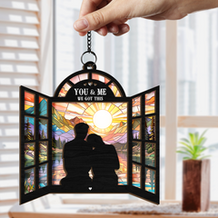Personalized Couple Suncatcher Ornament You & Me We Got This, Gift for Wedding, Engagement Christmas Decoration, Window Hanging Sign