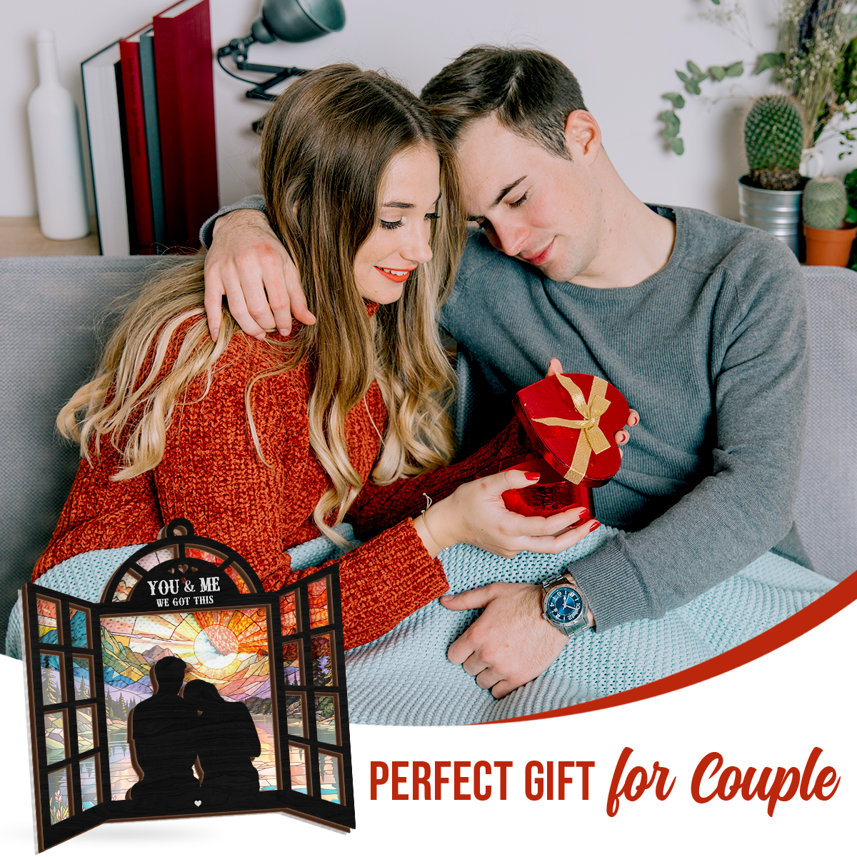 Personalized Couple Suncatcher Ornament You & Me We Got This, Gift for Wedding, Engagement Christmas Decoration, Window Hanging Sign