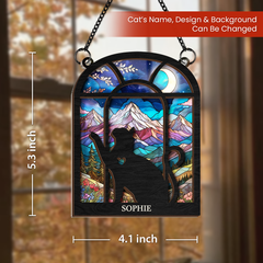 Personalized Pet Memorial Ornament, Cat Memorial Suncatcher Ornaments, Christmas Window Hanging Decoration for Cat Lovers