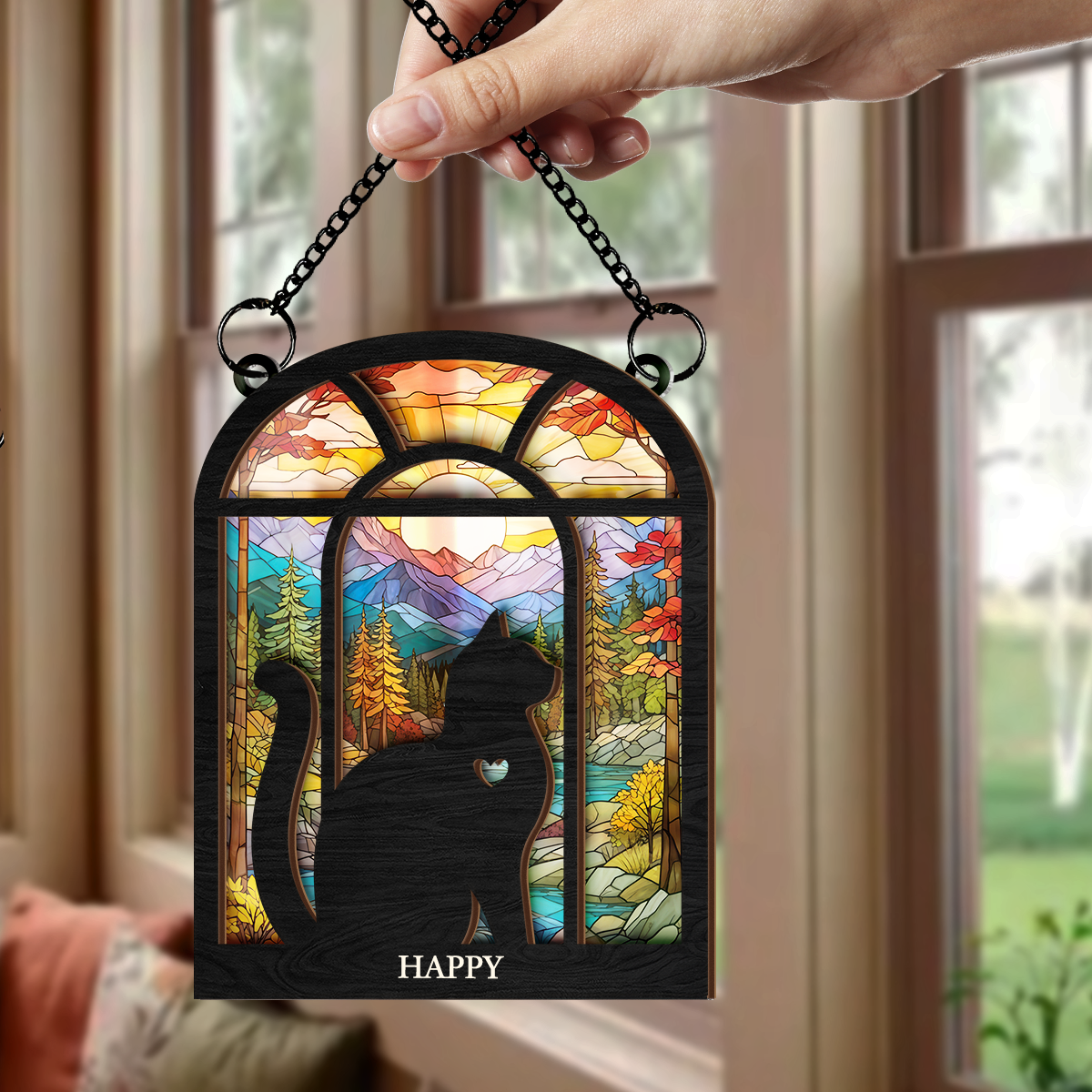 Personalized Pet Memorial Ornament, Cat Memorial Suncatcher Ornaments, Christmas Window Hanging Decoration for Cat Lovers