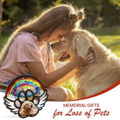 Personalized Pet Memorial Ornament, Dog Memorial Rainbow Bridge Suncatcher Ornaments, Loss of Pet Christmas Ornaments for Dog Lovers