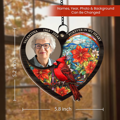 Personalized Memorial Suncatcher Ornament, Custom Photo Hanging Keepsake, Loss of Loved Ones Sympathy Christmas Ornaments, Window Suncatcher