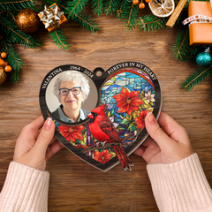 Personalized Memorial Suncatcher Ornament, Custom Photo Hanging Keepsake, Loss of Loved Ones Sympathy Christmas Ornaments, Window Suncatcher