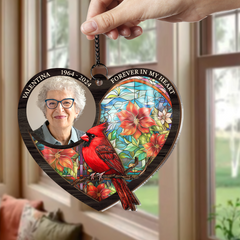 Personalized Memorial Suncatcher Ornament, Custom Photo Hanging Keepsake, Loss of Loved Ones Sympathy Christmas Ornaments, Window Suncatcher