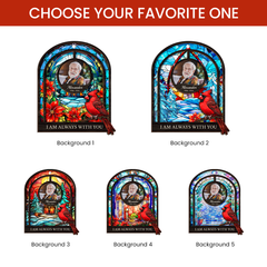 Personalized Memorial Suncatcher Ornament, Custom Photo Hanging Keepsake, Red Cardinal Loss of Loved Ones Sympathy Christmas Ornaments