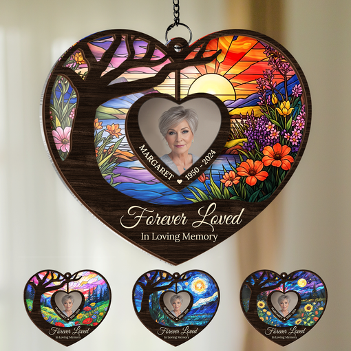 Personalized Memorial Suncatcher Ornament, Custom Photo Hanging Keepsake, Loss of Loved Ones Sympathy Christmas Ornaments