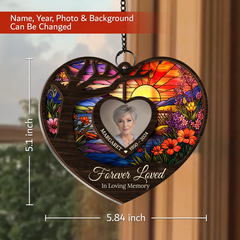 Personalized Memorial Suncatcher Ornament, Custom Photo Hanging Keepsake, Loss of Loved Ones Sympathy Christmas Ornaments