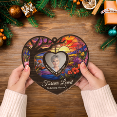 Personalized Memorial Suncatcher Ornament, Custom Photo Hanging Keepsake, Loss of Loved Ones Sympathy Christmas Ornaments